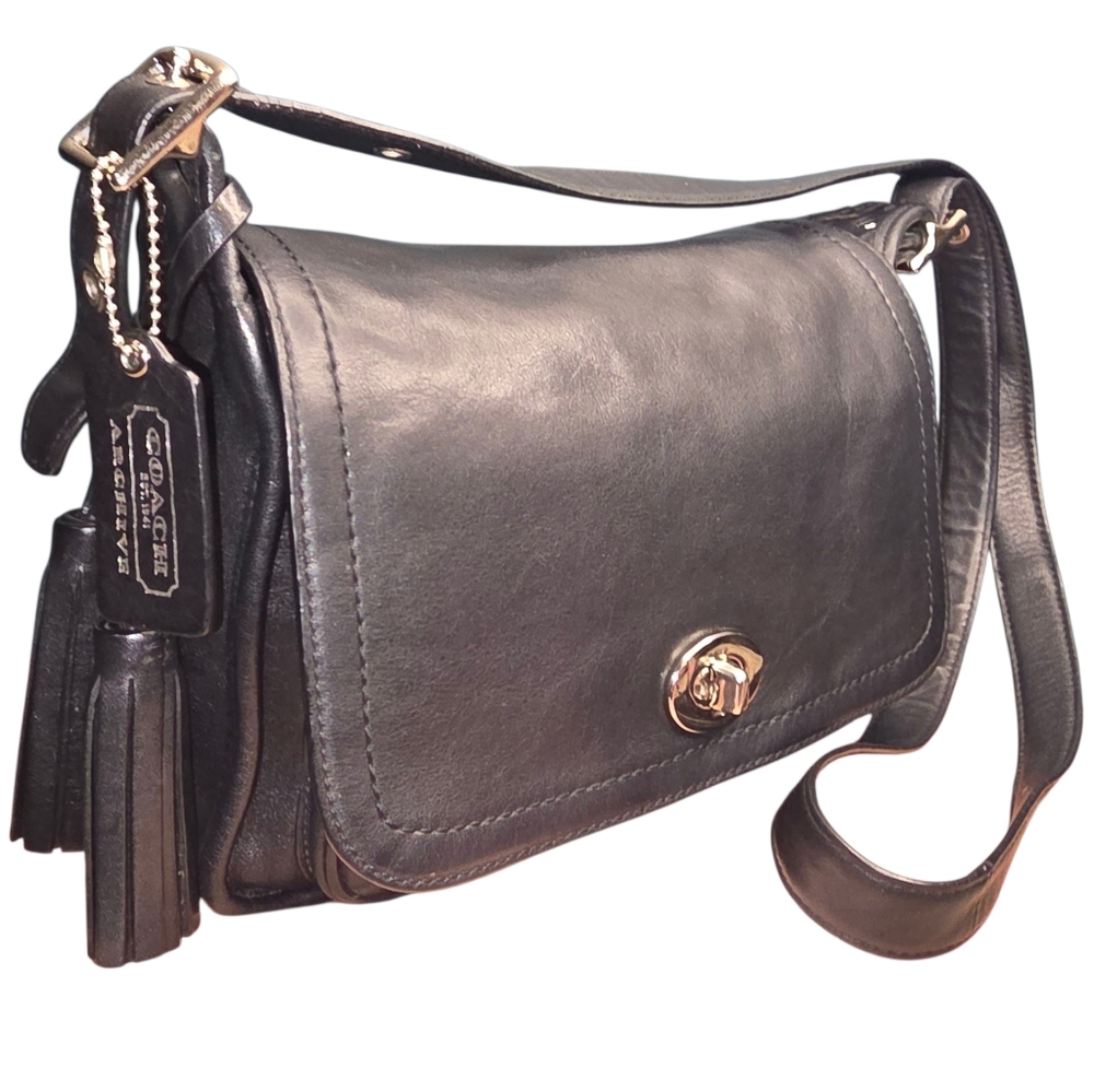 Coach Legacy Archive Rambler Crossbody F1293-21194 Black Leather Tassel Turnlock - Picture 1 of 12
